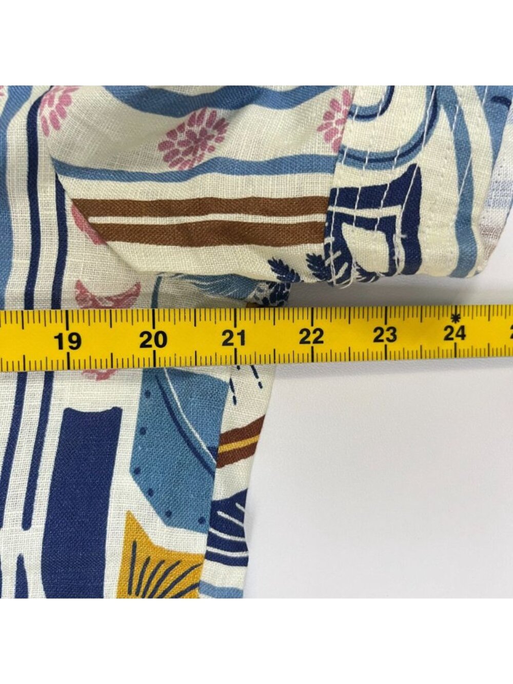 NWOT Farm Rio Linen Cerrado Stamps Short Sleeve Mini Dress Size XL Pocket - Picture 12 of 14